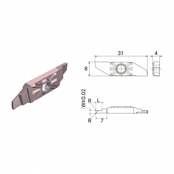Пластина канавочная KXGT16R 250-600-R020 AP5120